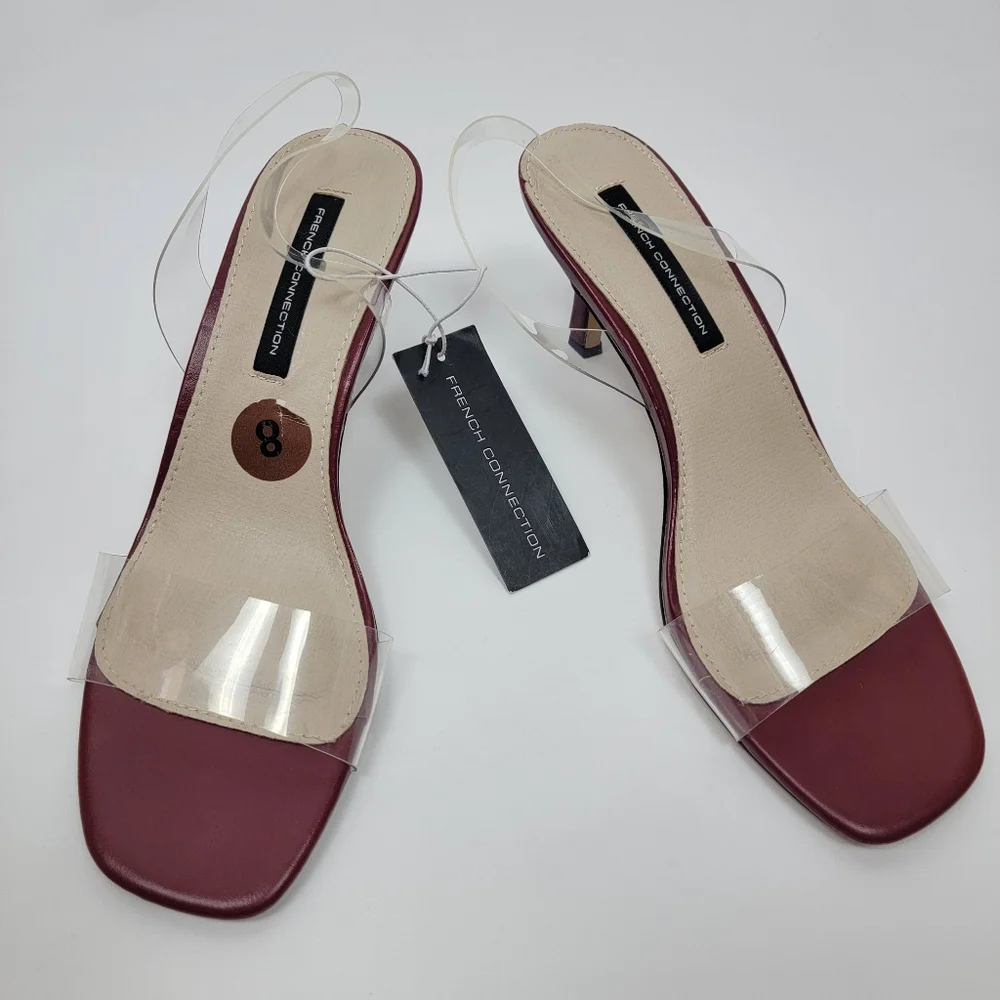 French Connection Womens Tia Heeled Sandal Red Clear Straps Heels Different Sz. - Picture 6 of 15